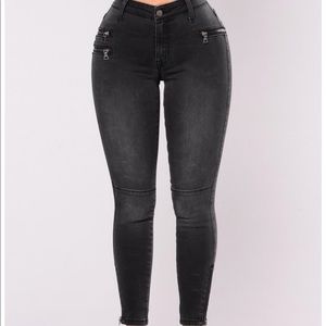 Black Zippered Jeans